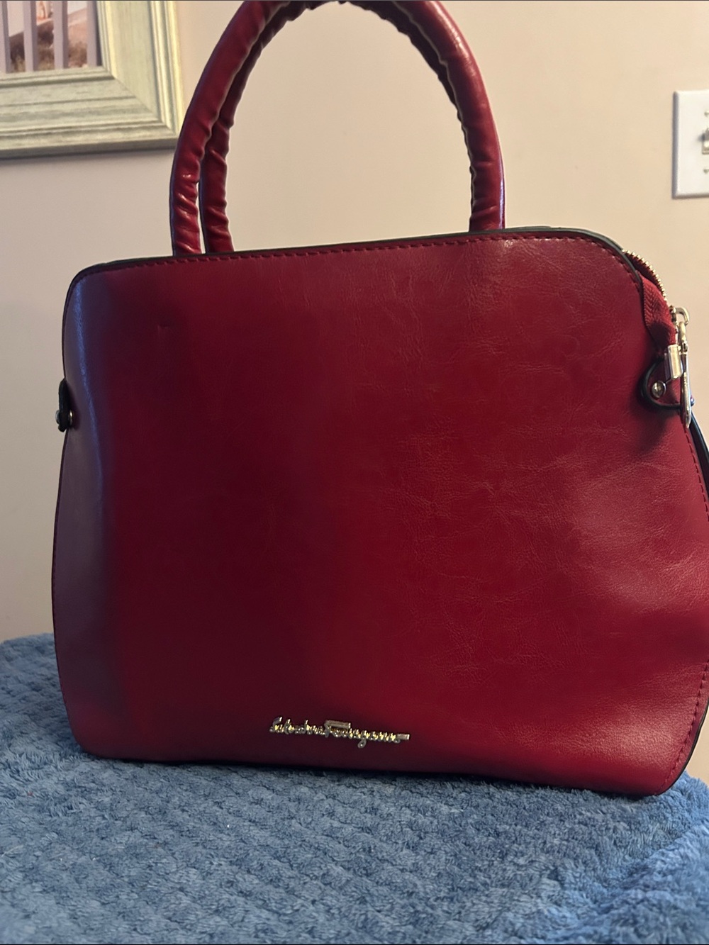 Salvatore Ferragamo Garnet Red Leather Top-Handle Satchel